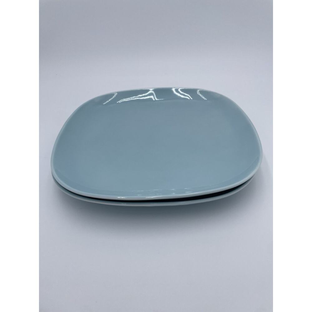 Set of 2 IKEA 365+ SUSAN PRYKE TURQUOISE BLUE SQUARE 9 3/4" DINNER PLATES - Picture 6 of 7